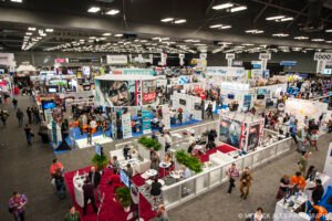 Overhead photo of the trade show floor at SXSW.